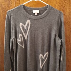 Belle by Kim Gravel Gray Sweater with Heart Patterns